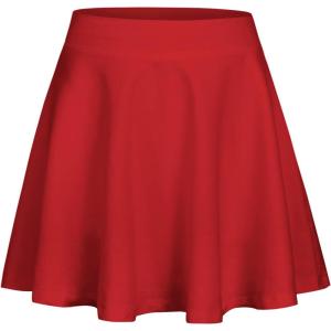 Zaclotre Skorts Skirts for Girls Elastic High Waisted Tennis Skirt with 2 Pockets Athletic Golf Workout Sports Shorts(Red)