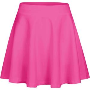 Zaclotre Skorts Skirts for Girls Elastic High Waisted Tennis Skirt with 2 Pockets Athletic Golf Workout Sports Shorts(Rose Red)