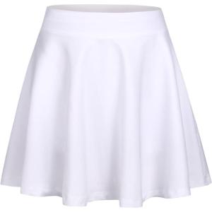 Zaclotre Skorts Skirts for Girls Elastic High Waisted Tennis Skirt with 2 Pockets Athletic Golf Workout Sports Shorts(White)