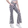Zaclotre Girls’ Flare Leggings with Split Hem Cross High Waist Yoga Bootcut Athletic Kid Bell Bottom Pants with Pockets(Plaid Black and White)