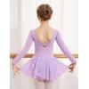 Zaclotre Girls Ballet Leotards Long Sleeve Shiny Skirted Crisscross Back Toddler Leotard Dresses Dance Outfits(Lilac)