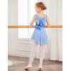 Zaclotre Kid Girls Sparkly Dance Leotard with Skirt Hi-Low Shiny Ballet Dance Dresses(Blue Marble)
