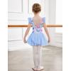 Zaclotre Girls Ruffle Sleeve Ballet Leotards with Shiny Skirts Crisscross Back Dance Outfits Toddler Tutu Dress(Butterfly)