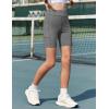 Zaclotre Girls Bike Shorts with Pockets Kids 5″ High Waisted Yoga Workout Athletic Running Volleyball Spandex Shorts(Black/Grey)