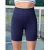 Zaclotre Girls Bike Shorts with Pockets Kids 5″ High Waisted Yoga Workout Athletic Running Volleyball Spandex Shorts(Black/Navy Blue)