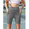 Zaclotre Girls Bike Shorts with Pockets Kids 5″ High Waisted Yoga Workout Athletic Running Volleyball Spandex Shorts(Dark Grey)