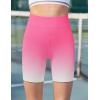 Zaclotre Girls Bike Shorts with Pockets Kids 5″ High Waisted Yoga Workout Athletic Running Volleyball Spandex Shorts(Gradient Hot Pink)