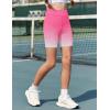 Zaclotre Girls Bike Shorts with Pockets Kids 5″ High Waisted Yoga Workout Athletic Running Volleyball Spandex Shorts(Gradient Hot Pink)