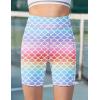 Zaclotre Girls Bike Shorts with Pockets Kids 5″ High Waisted Yoga Workout Athletic Running Volleyball Spandex Shorts(Gradient Mermaid)