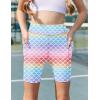 Zaclotre Girls Bike Shorts with Pockets Kids 5″ High Waisted Yoga Workout Athletic Running Volleyball Spandex Shorts(Gradient Mermaid)