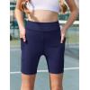 Zaclotre Girls Bike Shorts with Pockets Kids 5″ High Waisted Yoga Workout Athletic Running Volleyball Spandex Shorts(Navy Blue)