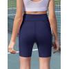 Zaclotre Girls Bike Shorts with Pockets Kids 5″ High Waisted Yoga Workout Athletic Running Volleyball Spandex Shorts(Navy Blue)