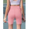 Zaclotre Girls Bike Shorts with Pockets Kids 5″ High Waisted Yoga Workout Athletic Running Volleyball Spandex Shorts(Pink)
