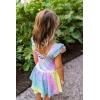 Zaclotre Girls Ruffle Sleeve Ballet Leotards with Shiny Skirts Crisscross Back Dance Outfits Toddler Tutu Dress(Rainbow Leopard)