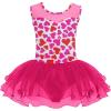 Zaclotre Girls Ballet Leotards Sparkly Sleevesless Mesh Dance Dress Tutu Ballerina Costume for Kids(Love Heart)