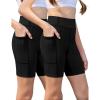 Zaclotre Girls Bike Shorts with Pockets Kids 5″ High Waisted Yoga Workout Athletic Running Volleyball Spandex Shorts(Black/Black)