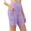 Zaclotre Girls Bike Shorts with Pockets Kids 5″ High Waisted Yoga Workout Athletic Running Volleyball Spandex Shorts(Lilac)