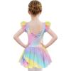 Zaclotre Girls Ruffle Sleeve Ballet Leotards with Shiny Skirts Crisscross Back Dance Outfits Toddler Tutu Dress(Rainbow Leopard)