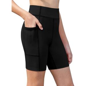 Zaclotre Girls Bike Shorts with Pockets Kids 5″ High Waisted Yoga Workout Athletic Running Volleyball Spandex Shorts(Black)