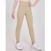 Zaclotre Girls Athletic Leggings with 4 Pockets High Waist Tights Kids Workout Yoga Pants for Running Dance(Khaki)