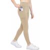 Zaclotre Girls Athletic Leggings with 4 Pockets High Waist Tights Kids Workout Yoga Pants for Running Dance(Khaki)