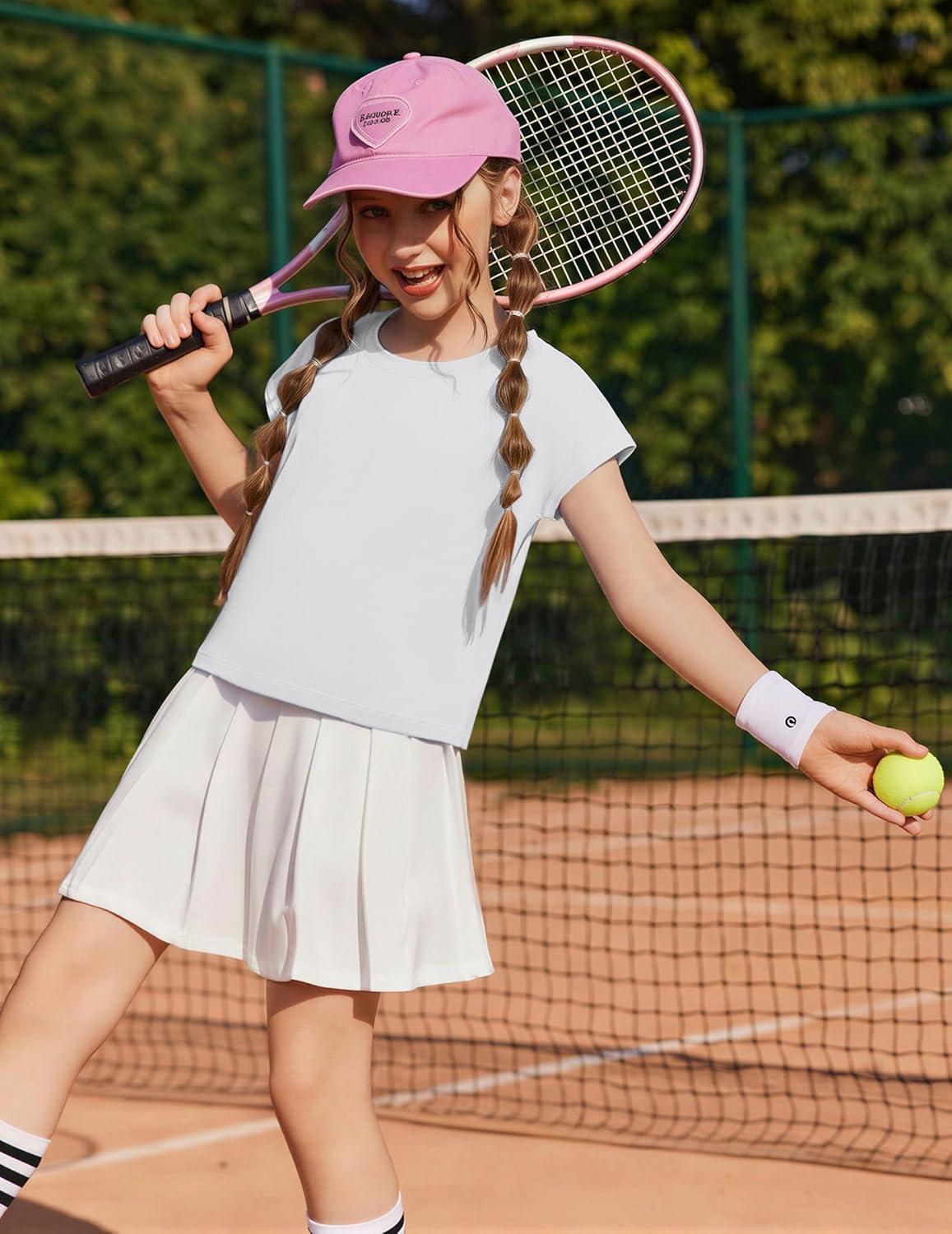 image:imageZaclotre Girls Crop Tops Batwing Short Sleeve T Shirt Quick Dry Drop Shoulder Basic Tees Workout Athletic ShirtsWhite