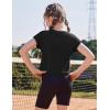 Zaclotre Girls Crop Tops Batwing Short Sleeve T Shirt Quick Dry Drop Shoulder Basic Tees Workout Athletic Shirts(Black)