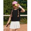 Zaclotre Girls Crop Tops Batwing Short Sleeve T Shirt Quick Dry Drop Shoulder Basic Tees Workout Athletic Shirts(Black)