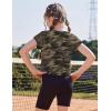 Zaclotre Girls Crop Tops Batwing Short Sleeve T Shirt Quick Dry Drop Shoulder Basic Tees Workout Athletic Shirts(Camouflage)