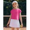 Zaclotre Girls Crop Tops Batwing Short Sleeve T Shirt Quick Dry Drop Shoulder Basic Tees Workout Athletic Shirts(Hot Pink)