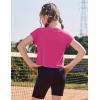 Zaclotre Girls Crop Tops Batwing Short Sleeve T Shirt Quick Dry Drop Shoulder Basic Tees Workout Athletic Shirts(Hot Pink)