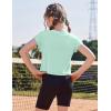 Zaclotre Girls Crop Tops Batwing Short Sleeve T Shirt Quick Dry Drop Shoulder Basic Tees Workout Athletic Shirts(Ice Green)