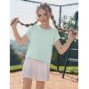 Zaclotre Girls Crop Tops Batwing Short Sleeve T Shirt Quick Dry Drop Shoulder Basic Tees Workout Athletic Shirts(Ice Green)