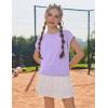 Zaclotre Girls Crop Tops Batwing Short Sleeve T Shirt Quick Dry Drop Shoulder Basic Tees Workout Athletic Shirts(Lavender)