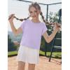 Zaclotre Girls Crop Tops Batwing Short Sleeve T Shirt Quick Dry Drop Shoulder Basic Tees Workout Athletic Shirts(Lavender)