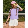 Zaclotre Girls Crop Tops Batwing Short Sleeve T Shirt Quick Dry Drop Shoulder Basic Tees Workout Athletic Shirts(Lavender)