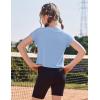 Zaclotre Girls Crop Tops Batwing Short Sleeve T Shirt Quick Dry Drop Shoulder Basic Tees Workout Athletic Shirts(Light Blue)