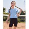 Zaclotre Girls Crop Tops Batwing Short Sleeve T Shirt Quick Dry Drop Shoulder Basic Tees Workout Athletic Shirts(Light Blue)