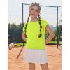 Zaclotre Girls Crop Tops Batwing Short Sleeve T Shirt Quick Dry Drop Shoulder Basic Tees Workout Athletic Shirts(Neon Green)