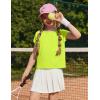 Zaclotre Girls Crop Tops Batwing Short Sleeve T Shirt Quick Dry Drop Shoulder Basic Tees Workout Athletic Shirts(Neon Green)