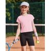 Zaclotre Girls Crop Tops Batwing Short Sleeve T Shirt Quick Dry Drop Shoulder Basic Tees Workout Athletic Shirts(Pink)