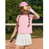 Zaclotre Girls Crop Tops Batwing Short Sleeve T Shirt Quick Dry Drop Shoulder Basic Tees Workout Athletic Shirts(Pink)