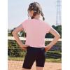 Zaclotre Girls Crop Tops Batwing Short Sleeve T Shirt Quick Dry Drop Shoulder Basic Tees Workout Athletic Shirts(Pink)