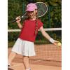 Zaclotre Girls Crop Tops Batwing Short Sleeve T Shirt Quick Dry Drop Shoulder Basic Tees Workout Athletic Shirts(Red)
