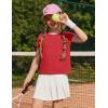Zaclotre Girls Crop Tops Batwing Short Sleeve T Shirt Quick Dry Drop Shoulder Basic Tees Workout Athletic Shirts(Red)