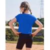 Zaclotre Girls Crop Tops Batwing Short Sleeve T Shirt Quick Dry Drop Shoulder Basic Tees Workout Athletic Shirts(Royal Blue)