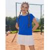 Zaclotre Girls Crop Tops Batwing Short Sleeve T Shirt Quick Dry Drop Shoulder Basic Tees Workout Athletic Shirts(Royal Blue)