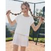 Zaclotre Girls Crop Tops Batwing Short Sleeve T Shirt Quick Dry Drop Shoulder Basic Tees Workout Athletic Shirts(White)