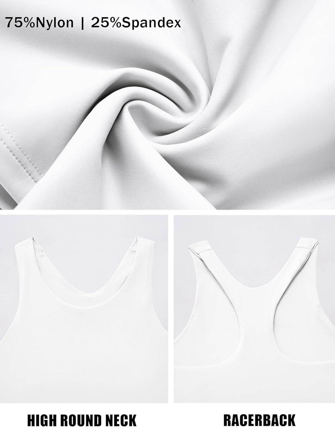 image:imageZaclotre Girls Tank Tops Sleeveless Racerback Crop Tops Double Lined Athletic Shirts for Dance Yoga Workout KidsWhite