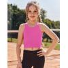 Zaclotre Girls Tank Tops Sleeveless Racerback Crop Tops Double Lined Athletic Shirts for Dance Yoga Workout Kids(Hot Pink)